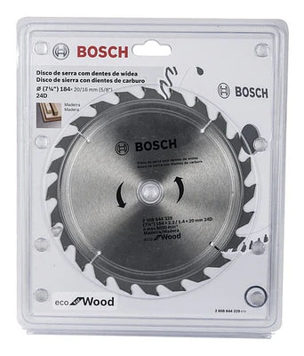 DISCO DE SIERRA BOSCH ECO FOR WOOD 184 MM (7¼″), 24 DIENTES