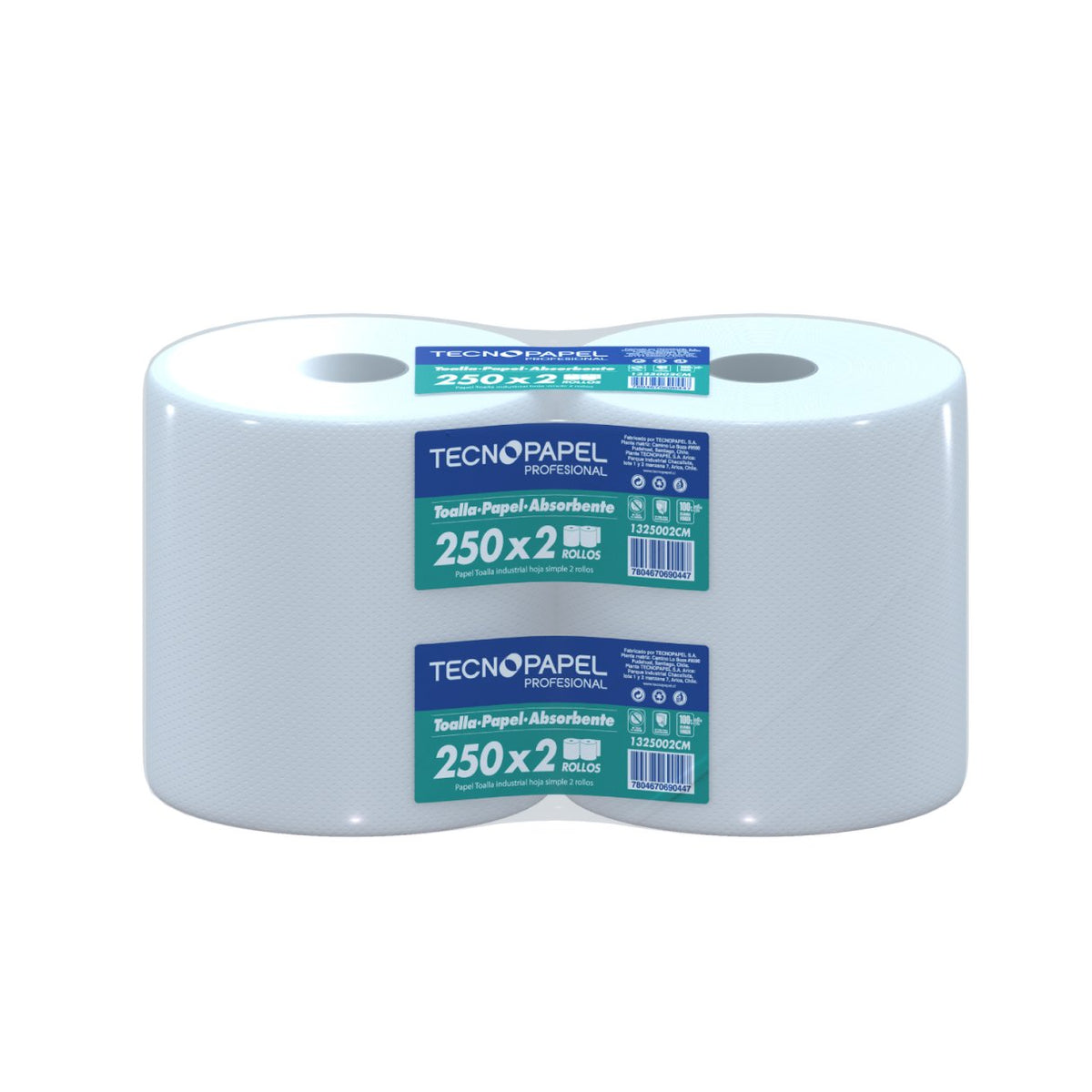 Toalla de Papel Tecnopapel Jumbo 2 Rollos 250 m Hoja Simple