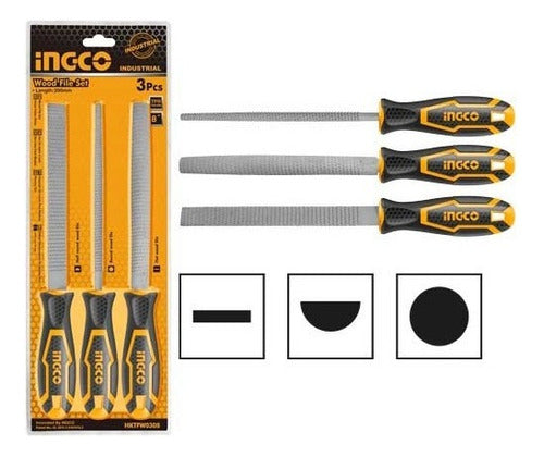Juego Limas Escofinas Para Madera 8 Pulgadas 3 Piezas Ingco